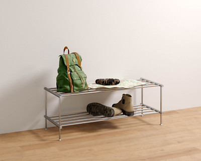 Schuhregal mit 2 Ebenen 72 cm Breite Edelstahl Schuhablage Premium - PHOS Design