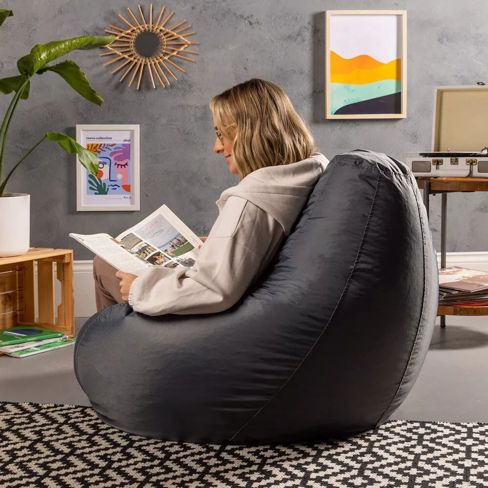Beanbag Indoor Outdoor Chair Recliner Slate Grey Water And