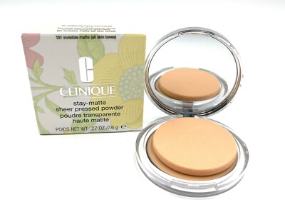 New in Box! Clinique Stay-Matte Sheer Pressed Powder ~ 101 Invisible Matte
