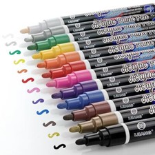 Acrylic Paint Pens for Rock Painting Outdoor Waterproof Pack of 12 Medium Tip
