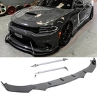 Car Front Lower Bumper Lip Splitter + Strut Rod Bar For Dodge Charger GT R/T SRT