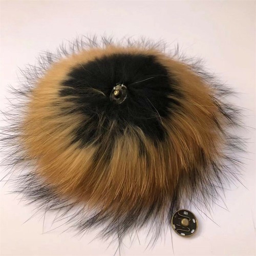 Bola de pompón de piel de mapache real de 19 colores 6" grande con botones a presión sombrero zapatos hágalo usted mismo - Imagen 31 de 40