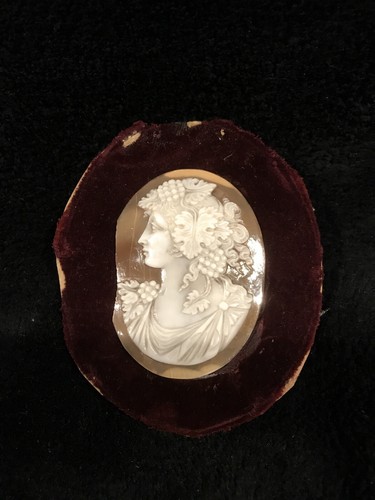 Antique French Miniature shell cameo medallion w Ebonized wood Frame-331e - Picture 9 of 10