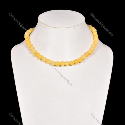 Honey Calcite Gemstone Beaded Yellow Adjustable Necklace 925 Sterling Silver - Picture 2 of 6
