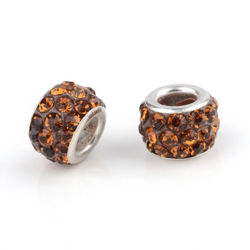 100pcs Rhinestone European Beads Large Hole Polymer Clay Spacer Bead 10~12mm - Picture 28 of 32