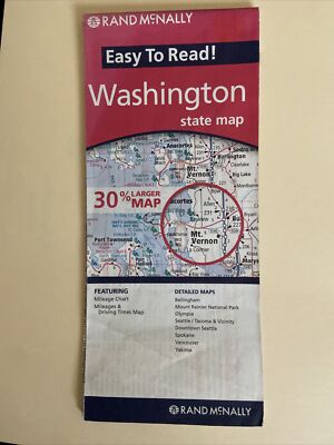 Rand McNally Easy To Read! Washington State Map 2008 Nice!