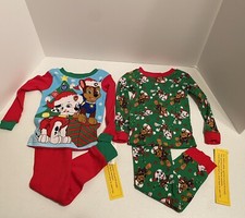 PAW PATROL Boy  s Toddler 4 Piece Tops  Bottoms Sleepwear Pajamas Size 2T NWT