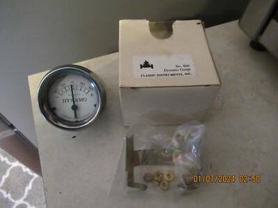 Amp Dynamo Gauge Classic Series by Classic Instruments # 866 White Face NEW