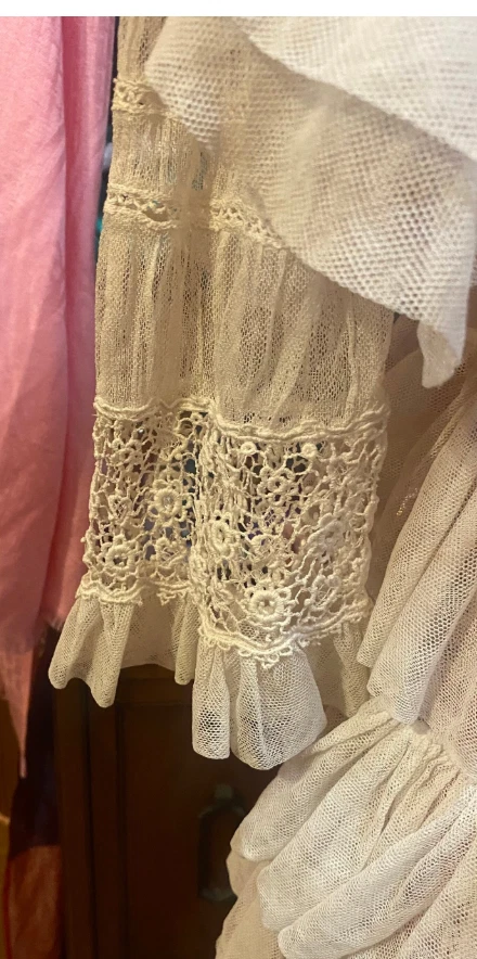 Vestido de día antiguo de césped blanco de la era Titanic de 1912-1915 XS Foto 3 de 4