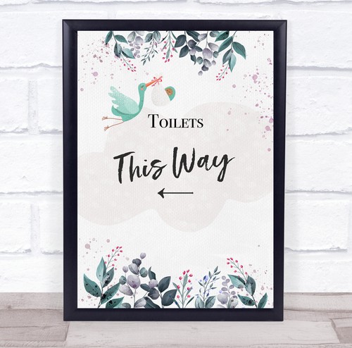 Stork With Baby Shower Navy