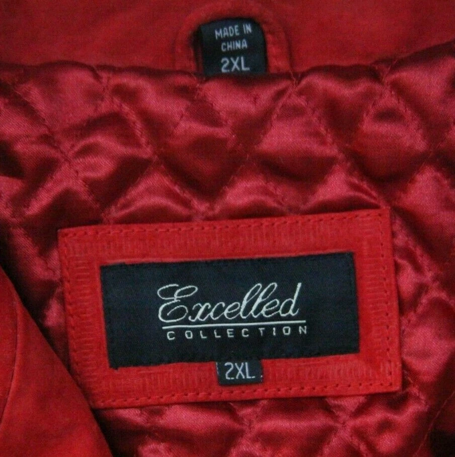 Leather Dress Jacket Coat Red 2XL Womans Lined Solid Excelled Collection XXL A4 - Image 4 of 4