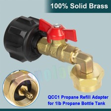 QCC1 Propane Refill Elbow Adapter with Gauge  ON-Off Control Valve 1lb to 20lb
