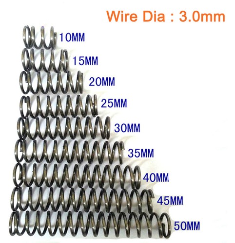 Resorte de compresión fuerte resortes comprimidos alambre de acero diámetro 3,0 mm varios tamaños - Imagen 1 de 3