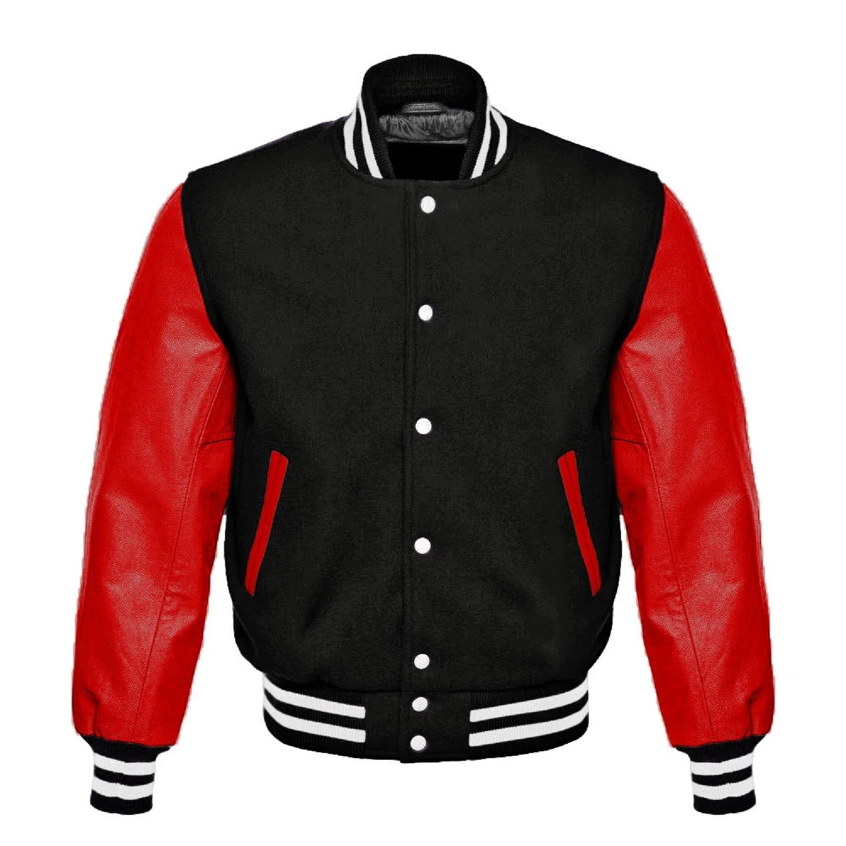 Varsity Base Black Wool Body & Black Leather Sleeves Letterman Jacket