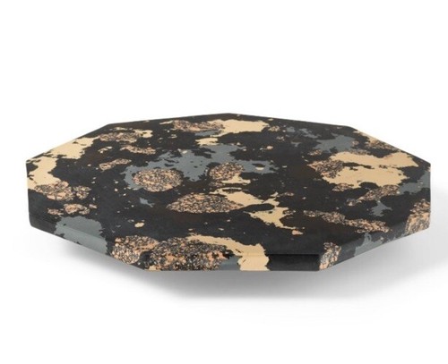 Neutral Marble Stone Lazy Susan Serving Stand - DVF Diane von Furstenberg - Picture 3 of 3