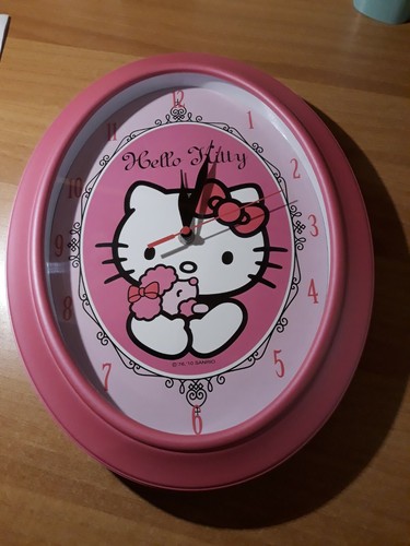 Orologio parete hello kitty ovale rosa cameretta bimba bambina | eBay