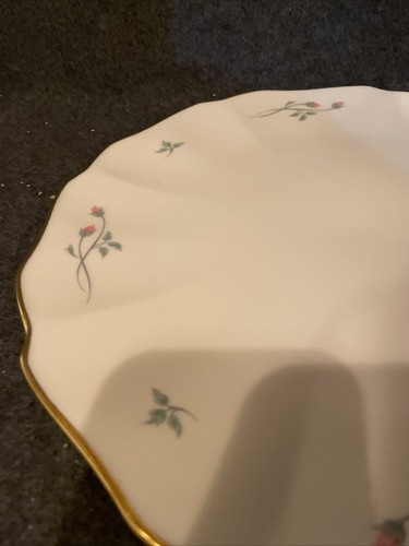Lenox Rose Manor China 11” Round Cake Plate Platter Gold Trim Scalloped Edge - Picture 5 of 6