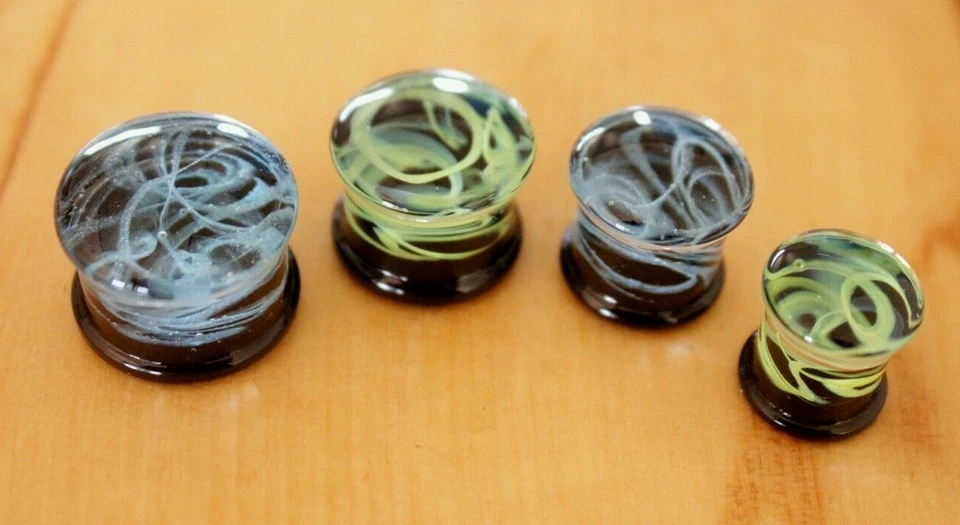 Brinco plugue orelha alargado duplo 1x 6-16mm galáxia vidro 3D mármore redemoinho respingo - Imagem 3 de 4