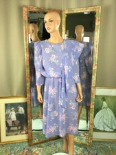 VTG Charlene Allison Violet Floral Dress Sz 11/12 Garden Party 3/4 Sleeveless