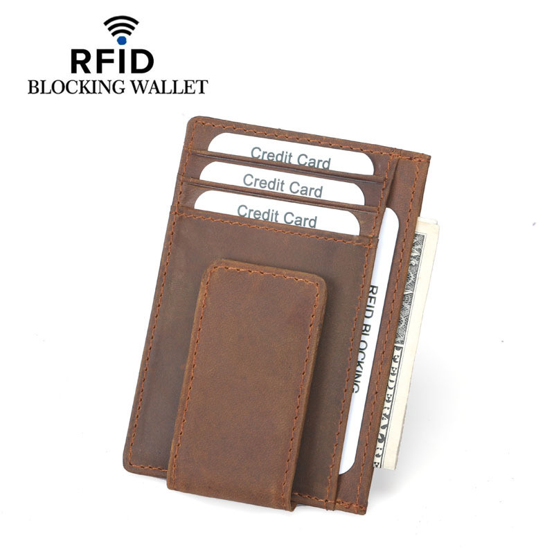 Portafoglio magico in vera pelle porta carte, porta monete e banconote con protezione anti-Rfid