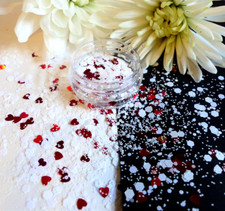 Nail Art Glitter *KiSs* White Hexagon Red Holographic Hearts Mix Craft 5ml Pot