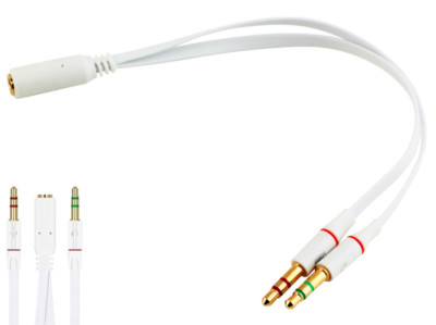 Audio Splitter Kabel Y Adapter Kopfhörer Headset 3,5mm Klinke Stereo Computer WS