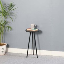 Javier Modern Side Table With Black Marble Round Top Metal Legs for Living Room