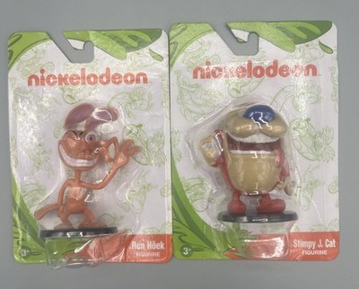 Lot of 2 NICKELODEON Ren Hoek & Stimpy J. Cat FIGURINES Mini Figures Cake Topper