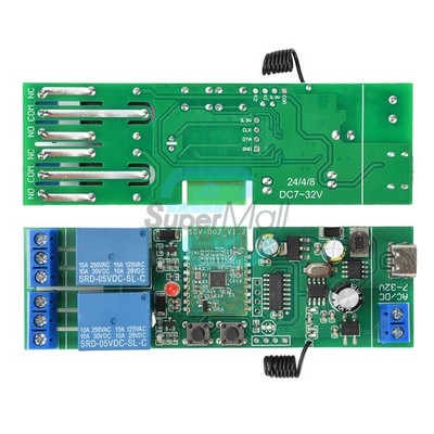 AC/DC 7-32V 2CH eWeLink APP Bluetooth WIFI Relay Switch Module Type-C RF 433MhZ