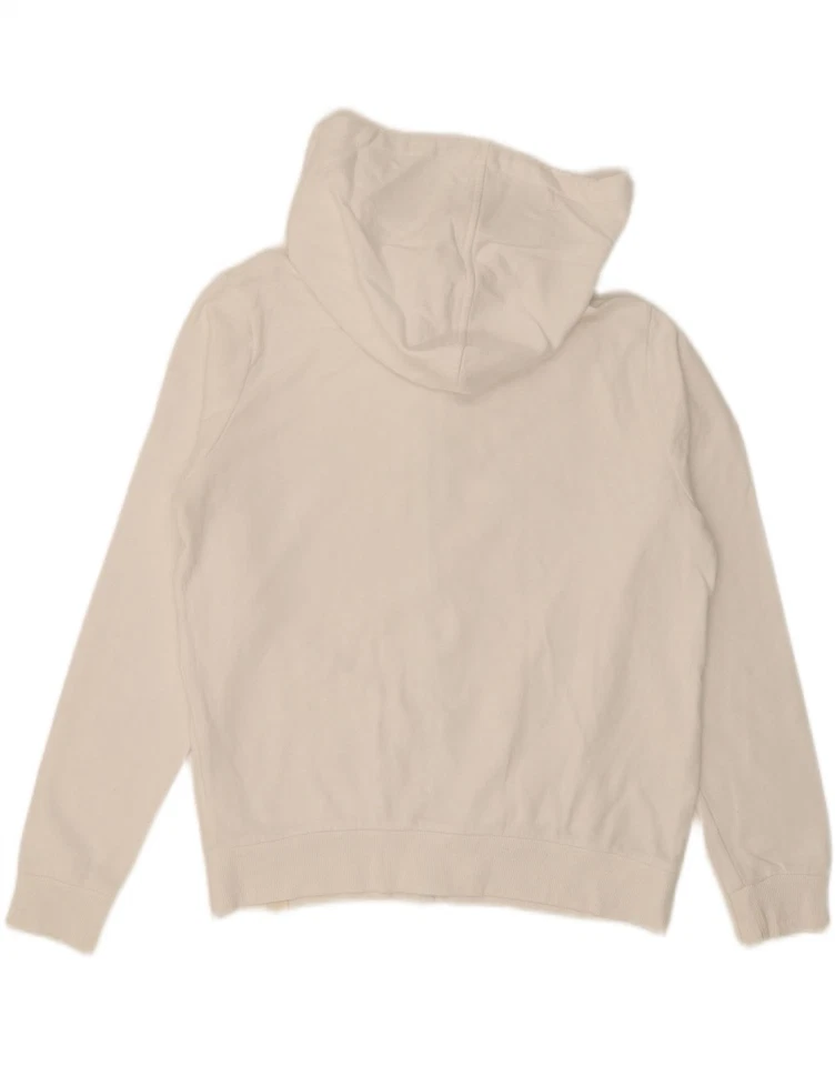 BENETTON Womens Zip Hoodie Sweater UK 14 Medium White Cotton CX16 - Image 2 of 3