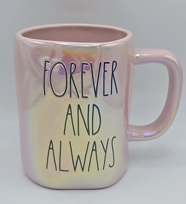 Rae Dunn Forever And Always Mug Iridescent Pink Coffee/Tea Cup NEW