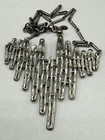 VINTAGE STATEMENT SILVER TONE BRUTALIST ABSTRACT BAR LINK SIGNED NECKLACE 19" — photo 8