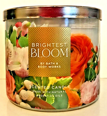 BRIGHTEST BLOOMS CANDLE LARGE 3 WICK 14.5 OZ BATH BODY WORK WHITE BARN NEW BOXED
