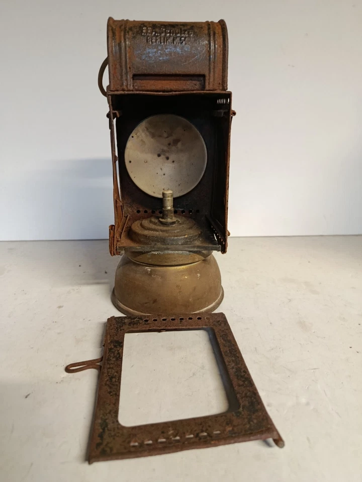 orig. alte Karbidlaterne DR Deutsche Reichsbahn Leipzig Werk Karbidlampe