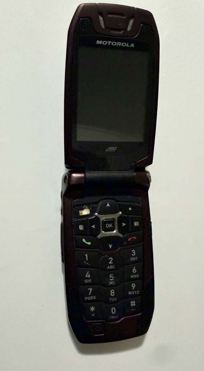 Motorola i880 Nextel iDEN Flip Phone Maroon Black PTT Rare AS-IS