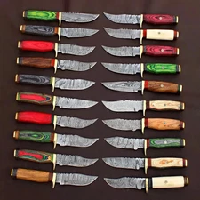 Lot of 20 Custom Handmade Damascus Steel 8" Camping & Hunting Knives - From USA.
