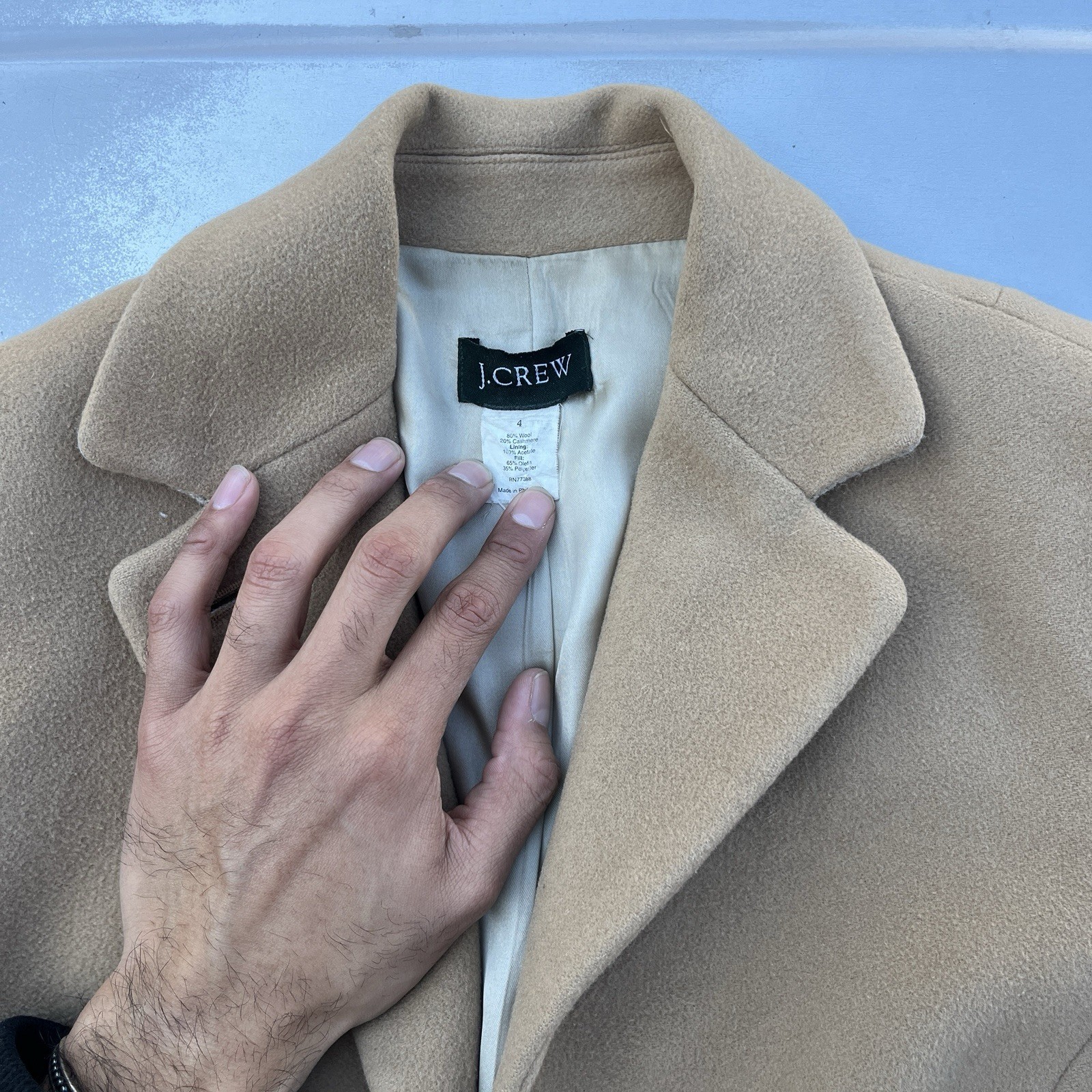 J.CREW Women's Button Collared Lined Overcoat Bei… - image 4