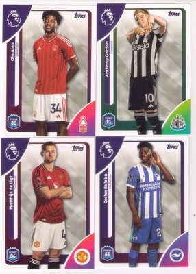 25-26 Topps Premier League Lot Matthijs De Light, Anthony Gordon, Ola Aina ETC