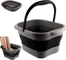 Collapsible Foot Soak Tub Foldable Foot Bath Basin with Massage Nodes Black