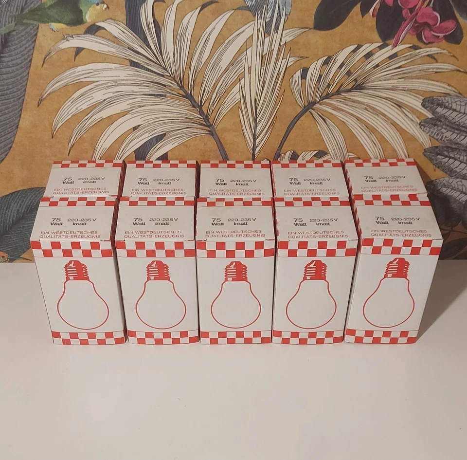 10x 75 Watt E27 Glühbirnen matt "Westdeutsches Qualitäts-Erzeugnis" weißglühend - Bild 4 von 4