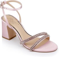 Jewel Badgley Mischka Rosa Block Heel Sandal Pale Pink - Size 7  NEW in Box 