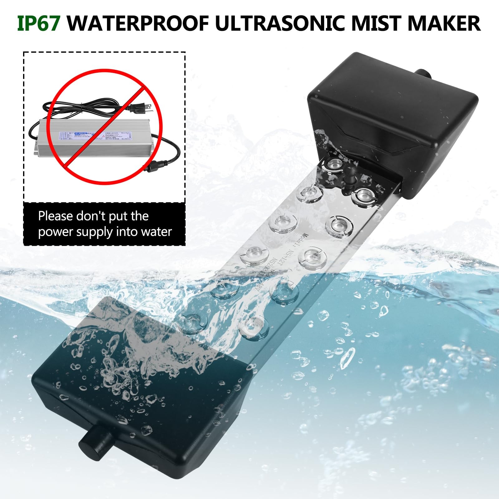 Ultrasonic Mist Maker 12 Heads, 9000ml/H Ultrasonic Fogger w/Float, 400W Wate...