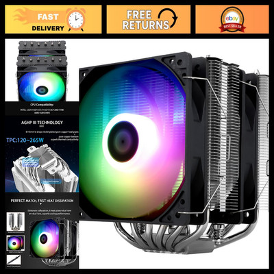 High-Performance CPU Air Cooler, 6 Heat Pipes, Dual 120mm Fans, RGB, AMD/Intel C