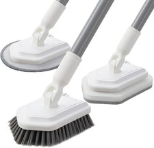 Shower Scrub Brush, 3-In- Tile Tub Floor Scrubber Bathroom Cleaner with Long Han