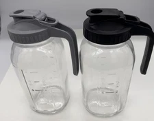Mason Jar Glass Pitchers 2- 32 oz with Leak Proof Lid Handle for Water Juice Tea