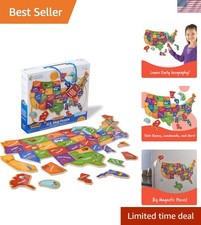 Magnetic U.S. Map Puzzle - 44 Interactive Pieces for Kids' Geography Fun