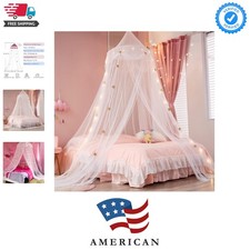 Bed Canopy with Lights for Girls,Gold Star Princess Crib Canopy Curtains,Extr...