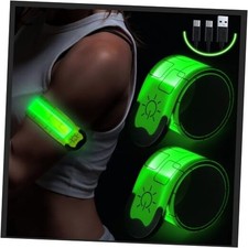 Simket LED Armband Rechargeable for Running 2 Pack , Running Lights for green