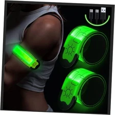 Simket LED Armband Rechargeable for Running(2 Pack), Running Lights for green