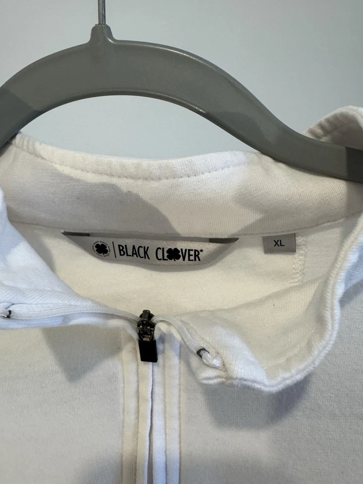 Black Clover Quarter-Zip Pullover Men’s XL | White | Live Lucky | Excellent Cond - Image 4 of 4